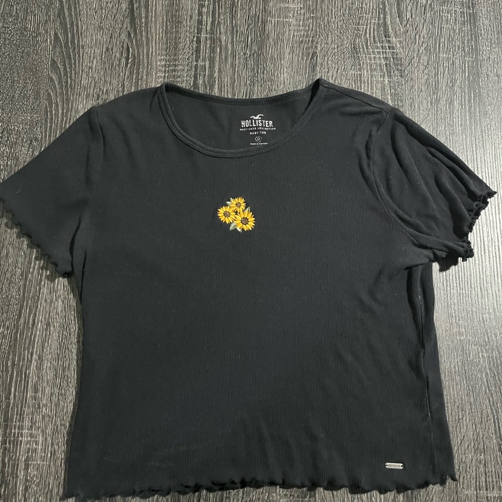 Hollister Black Crop Fitted T-Shirt